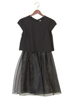JPWG レース/オーガンジー 重ねワンピース/BLACK