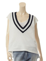 Tuffyカノコ裏毛Vネックトップ/NAVY