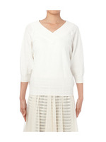 Vカットネックプルオーバーニット/オフホワイト(003)