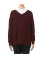 [L]Vネックウールニットプルオーバー/レッド系(563)