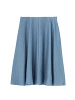 [L]ふくれジャカード膝丈フレアスカート/ブラック(419)