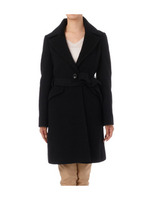 [L]シャギー素材のワンボタンコート/ブラック(019)