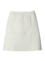 [L]ダブルストレッチトラペーズラインスカート/ホワイト(003)