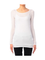 [L]ロング丈シルキープルオーバー/ホワイト(001)