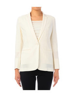 [L]麻混ストレッチジャケット/ホワイト(002)