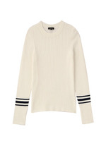 [S]ライン入りリブ切り替えニット/ホワイト(002)