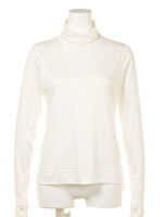 [Salon de Balcony]インナーシルク混ジャージタートルネック/WHTxBLK