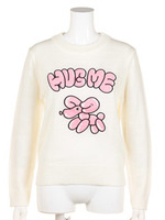 balloon dog knit tops/white