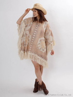 kalamkariプリントポンチョ/柄A   