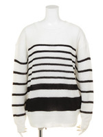 【2ndline】ローゲージランダムボーダーニットトップスCL−0497/NVY