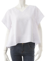 【CEDNIE】Vネックフレアチュニック/ホワイト