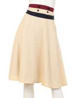 【F&A】トリコロールウエストフレアースカート/NAVY