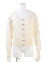 【Fi.n.t】リボン釦アクリルコットン長袖ニットカーディガン/PINK