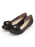 【JELLYBEANS】パールリボンオペラフラットシューズ/黒