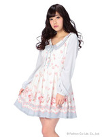 【LIZLISA】☆WEBLIMITED☆起毛カット花柄配色ワンピース/ピンク