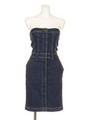 【ROSE BUD】STRETCH DENIM BARE DRESS /ONE WASH