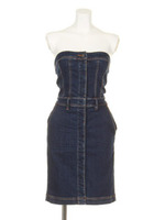 【ROSE BUD】STRETCH DENIM BARE DRESS /ONE WASH