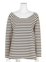 【Shelly island】ボーダーラグランカットソー/ホワイト