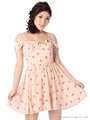 【Tralala】デイジー柄オフショルダーデザインワンピース/ピンク