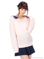 【Tralala】モコモコ花ビジュープルオーバー/ピンク