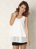 【rienda Style掲載】ボリュームシフォンTOP/WHT