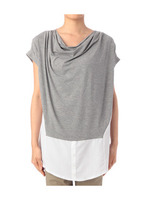 ゆるシャツレイヤード風プルオーバー/グレー系(014)