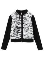 アニマル柄プリント切り替えカーディガン/ブラック(119)