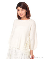 アンゴラニット裾切替プルオーバー/ベージュ