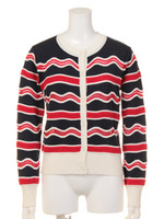 ウェーブボーダーニットカーディガン/PIK