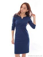 カットカシュクールワンピース/ネイビー