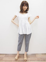 ギンガムチェッククロップドパンツ/ブラック