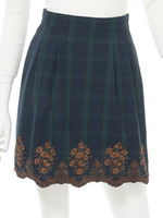 クラシカルローズボーダー刺繍スカート/ブラック