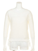 サイド編み上げキャミ付きニット/ライトイエロー