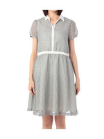 シースルーギンガムチェック柄ワンピース/ブラック(219)