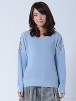 ショルダーレースニット/オフホワイト