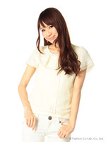 シルケット肩フリル半袖/ピンク