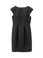ジャカード織りドット柄ワンピース/ブラック(419)