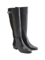 スエード切り替えロールヒールブーツ/ダークブラウン(043)