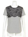 スカラップレースTシャツ/杢グレー