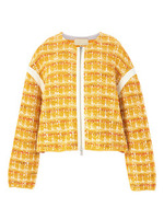 チェックツイードジップカーディガン/ホワイト(201)