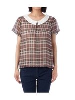 チェックレースバックシャンブラウス/オレンジ系(267)