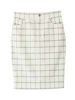 チェック柄細コーデュロイスカート/ネイビー系(293)