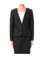 ツイードVネックジャケット/ブラック(419)