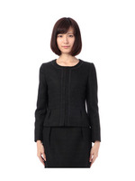 ツイードノーカラージャケット/ブラック(019)