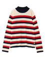 トリコロールボーダーハイネックニット/ネイビー(393)