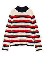 トリコロールボーダーハイネックニット/ネイビー(393)