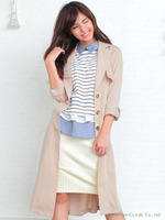 トレンチ風ロングコート/インディゴブルー