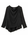 ドレープネックアシンメトリーヘムブラウス/ブラック(019)