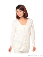 ニットカケルリバティーロングカーデ/ブルー