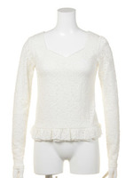 ハートネックレースペプラムトップス/オフホワイト